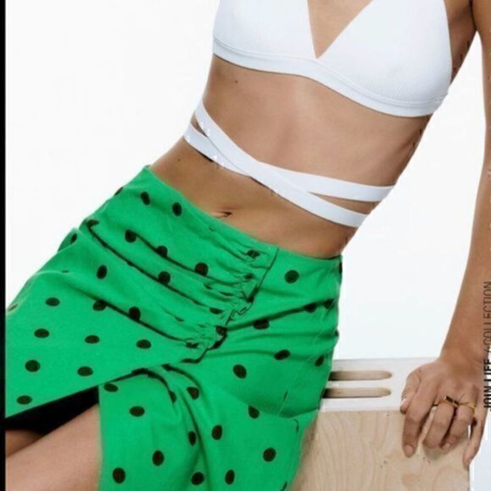 ZARA Linen Blend Polka Dot Skirt 7969/050